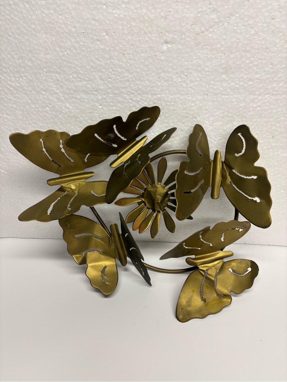 Vintage Brass & Copper Butterfly Wall Decor Floral Accent